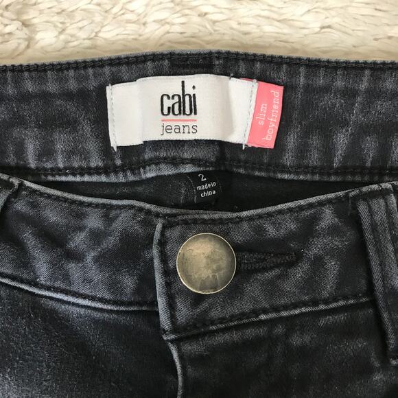 CAbi Slim Boyfriend Leg Distressed Black Jeans Style #3387 Women's 2 Capsule - Picture 4 of 10